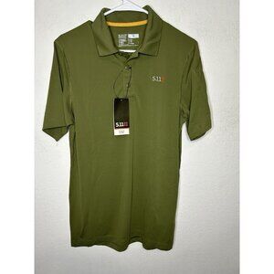 5.11 Tactical Mens Pinnacle Fatigue Green Short Sleeve Polo Shirt Size Small